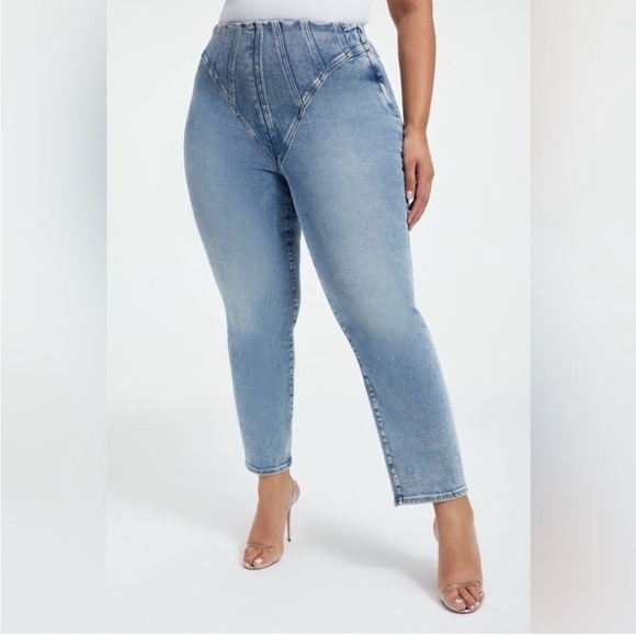 Good American Denim Slim Straight Mega Compression Jeans Curvy Girl Country Sexy - Picture 1 of 15